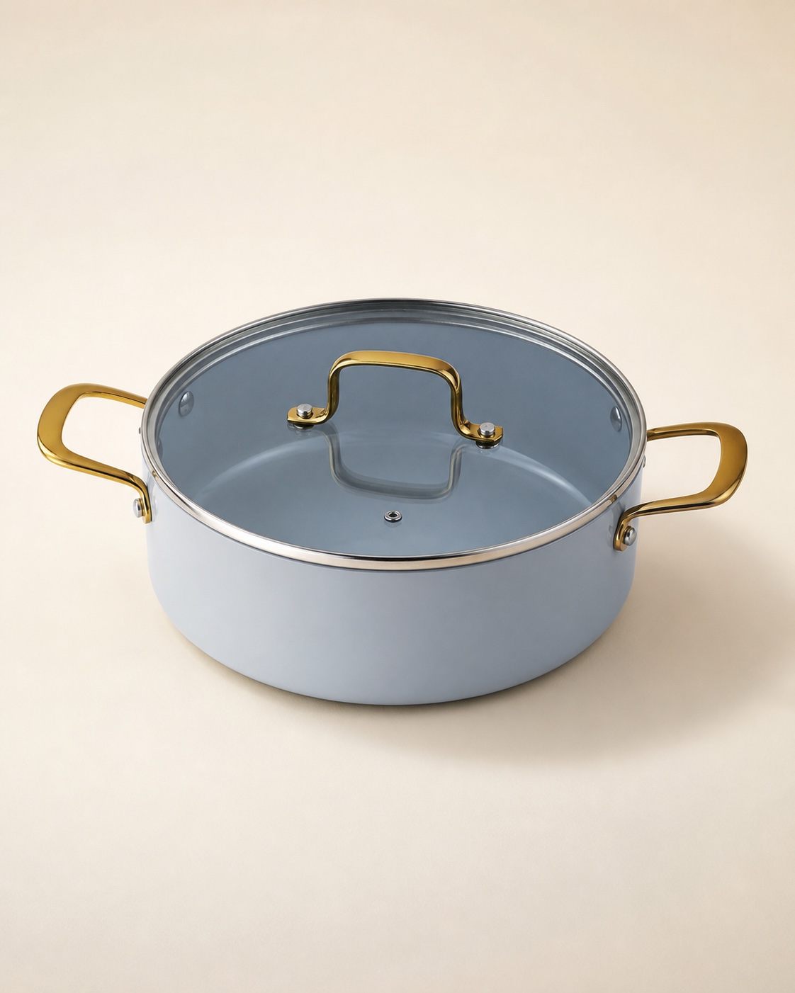 FT-501 grey forged cookware with gold-tone handles