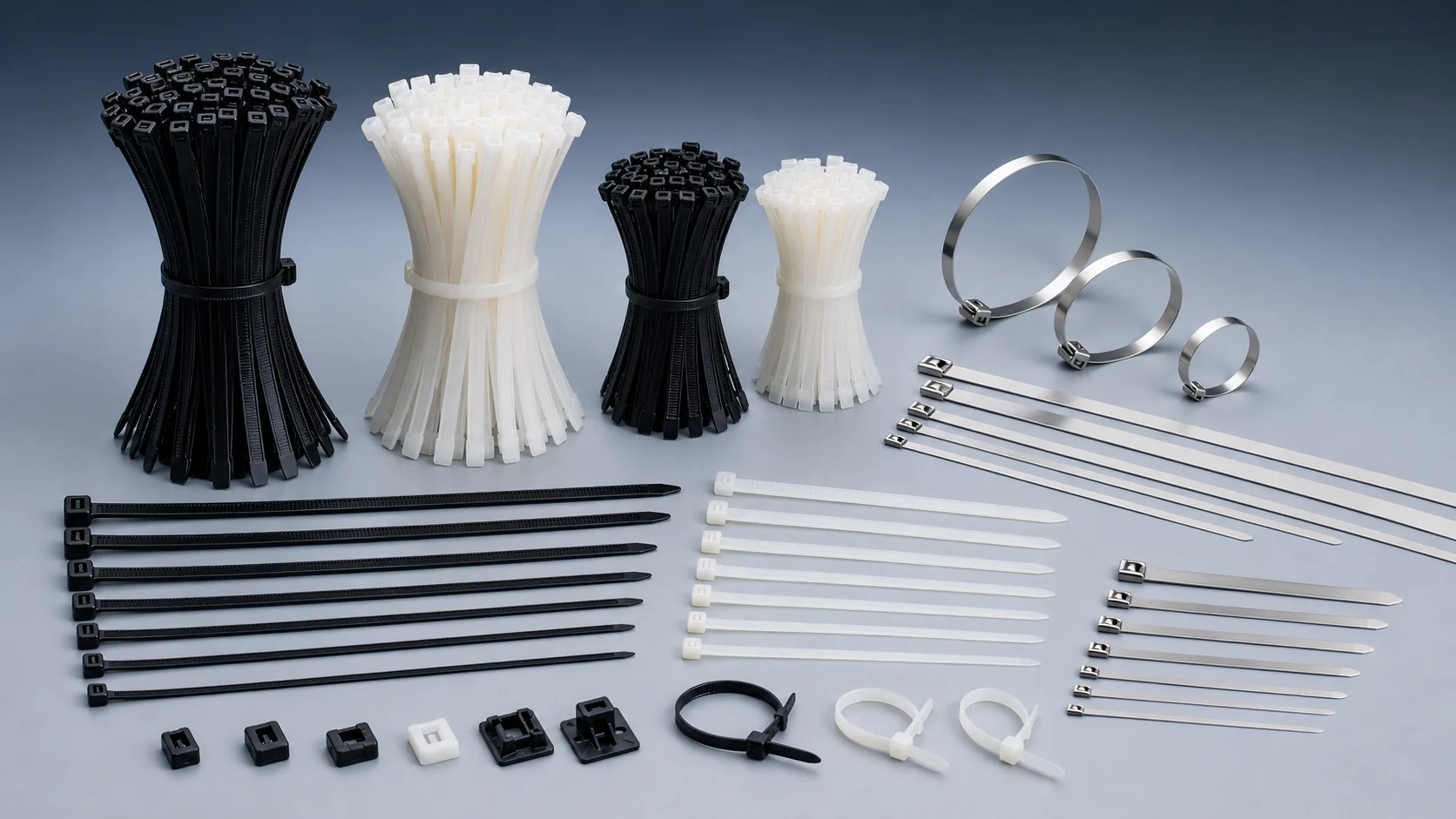 Concept visualization of nylon and stainless-steel cable ties