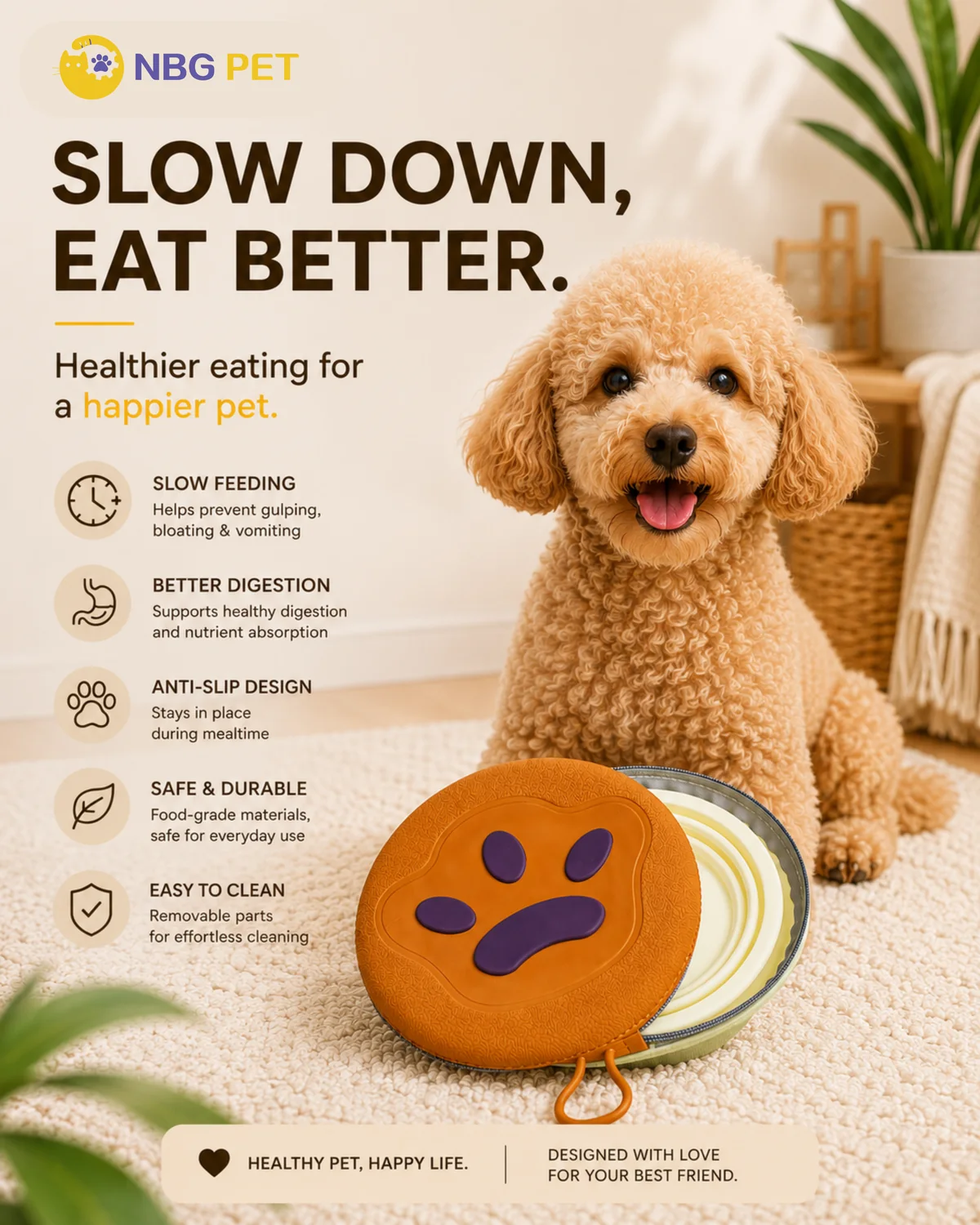 Matching NBG Pet slow-feeding collapsible bowl poster