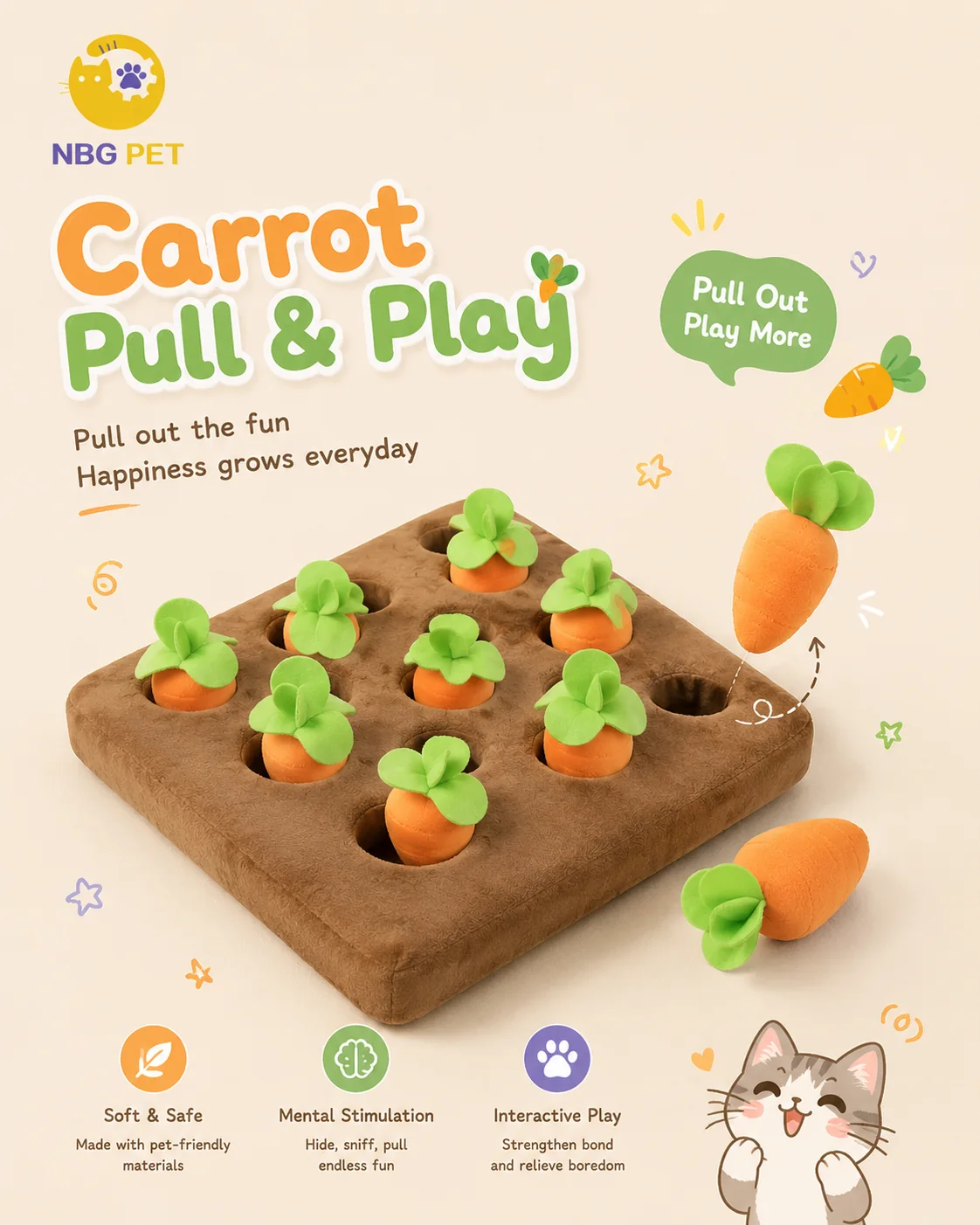 Matching NBG Pet carrot pull-and-play product poster